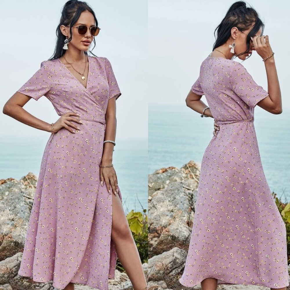 Boho floral print wrap maxi dress - Picture 2 of 9